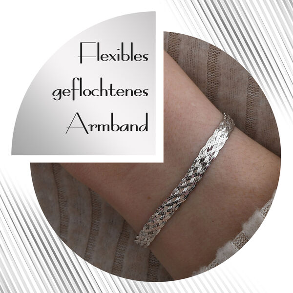 Zartes geflochtenes platiniertes Armband image number 4