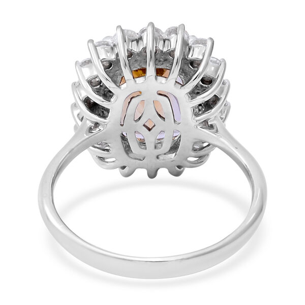 Citrin und wei&szlig;er Zirkon-Ring, 925 Silber platiniert  ca. 7,60 ct image number 4