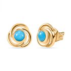 Amerikanische Natürliche Sleeping Beauty Türkis Ohrringe, 925 Silber vergoldet ca. 1.07 ct