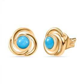 Amerikanische Natürliche Sleeping Beauty Türkis Ohrringe, 925 Silber vergoldet ca. 1.07 ct