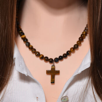 Gelbes Tigerauge Halskette, ca. 50 cm, ca. 265.00 ct