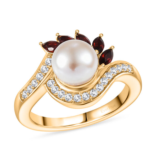 EverTrue S&uuml;&szlig;wasser Perle, Mosambik Granat und Zirkon Ring image number 3