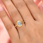 Natürlicher Äthiopischer Opal und Zirkon Ring 925 Silber vergoldet  ca. 0,92 ct image number 2