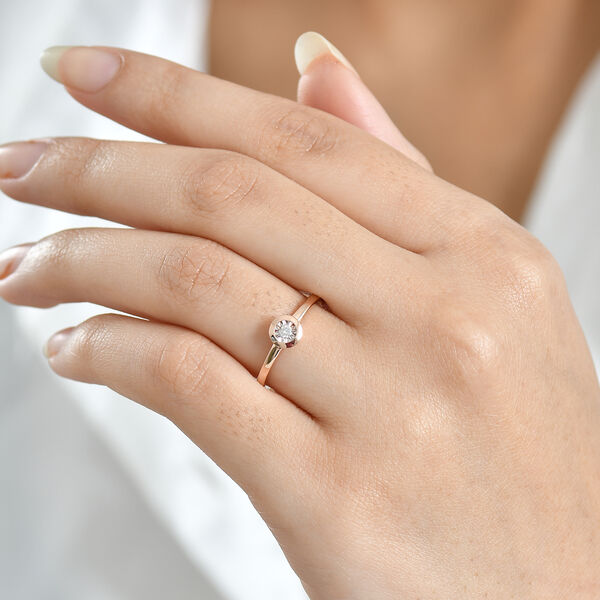 D'Joy Weißer Diamant Ring 925 Silber 750 Roségold Vermeil (Größe 17.00) image number 2