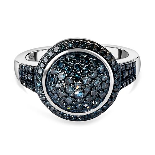 Blauer Diamant Ring, 925 Silber platiniert, (Größe 21.00), ca. 0.75 ct image number 0