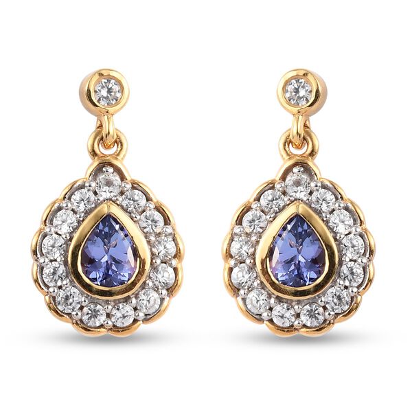 Tansanit und Zirkon Ohrh&auml;nger 925 Silber vergoldet ca. 1,39 ct&nbsp;