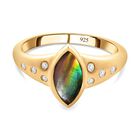 Kanadischer Ammolit und weißer Zirkon Ring, 925 Silber, vergoldet (Größe 19.00), ca. 1.18 ct