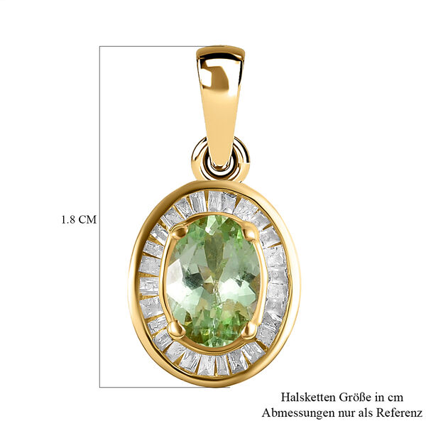 Natürlicher Merelani-Mint Granat und weißer Diamant-Anhänger, 925 Silber Gelbgold Vermeil ca. 1.02 ct image number 5