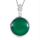 Grüner Onyx Anhänger mit Kette, Edelstahl platiniert, ca. 34.33 ct