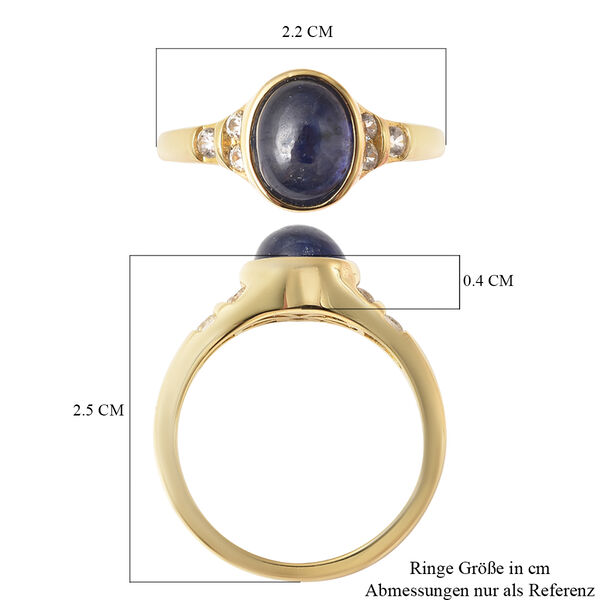 Masoala Saphir und Zirkon-Ring, 925 Silber vergoldet, 3,45 ct. image number 7