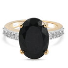 Schwarzer Turmalin und Zirkon Ring 925 Silber vergoldet (Größe 16.00) ca. 6,90 ct