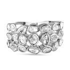 Handgearbeiteter Polki-Diamant-Ring, 925 Silber platiniert (Größe 17.00) ca. 1.00 ct