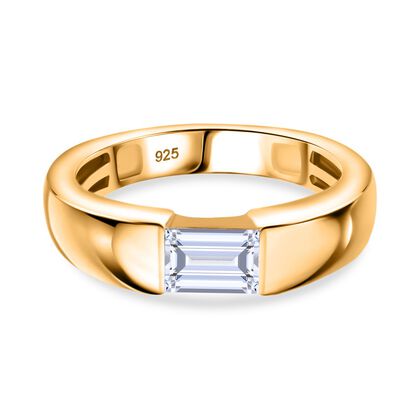 Moissanit Ring, 925 Silber Gelbgold Vermeil (Gr&ouml;&szlig;e 20.00) ca. 0.60 ct