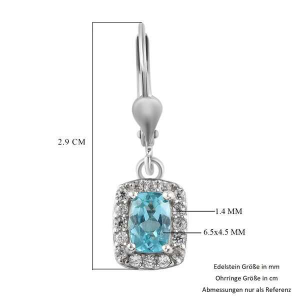 Blaue Apatit und Zirkon Ohrh&auml;nger 925 Silber platiniert ca. 1,89 ct&nbsp; image number 5