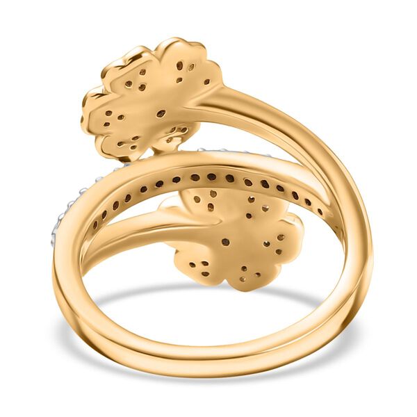 LUXURIANT SI Labor Diamant floraler Bypass-Ring, 925 Silber 750 Gelbgold Vermeil - 0,50 ct. image number 5