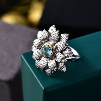 EverTrue himmelblauer Topas zweifarbiger Ring - 1 ct.