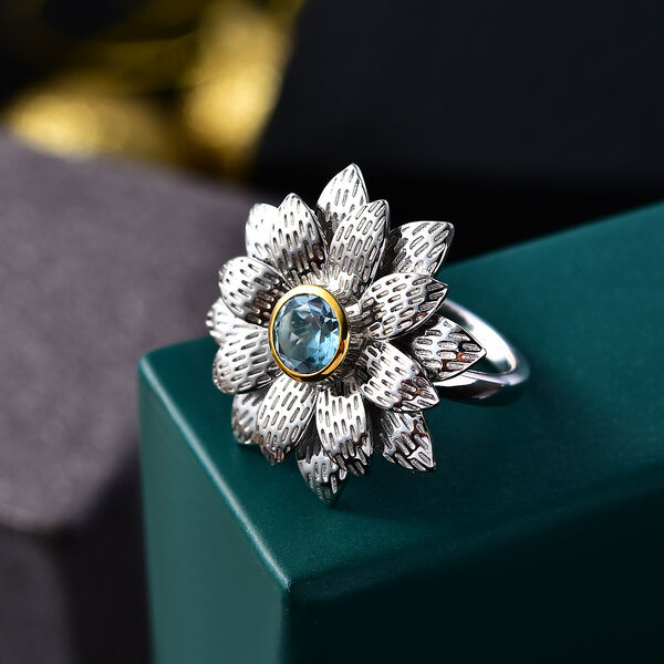 EverTrue himmelblauer Topas zweifarbiger Ring - 1 ct. image number 1