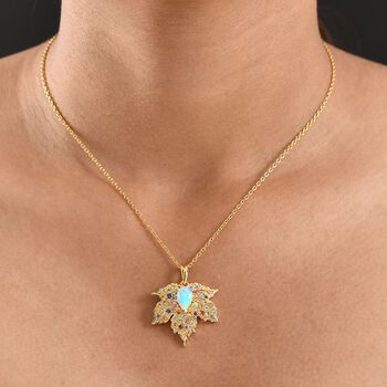 D'Joy AA nat&uuml;rlicher, &auml;thiopischer Welo Opal und mehrfarbiger Saphir Anh&auml;nger - 2,98 ct.