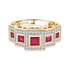 D’joy Afrikanischer Rubin (Fissure gefüllt) Ring 925 Silber 750 Gelbgold Vermeil (Größe 18.00) ca. 1,85 ct