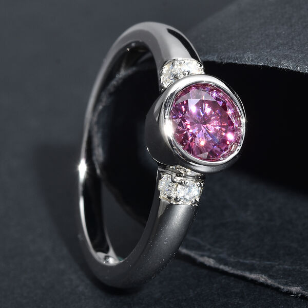 Rosa Moissanit Ring 925 Silber rhodiniert  ca. 0,88 ct image number 2