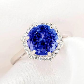 Rhapsody AAAA Tansanit, Wei&szlig;er Diamant Ring 950 Platin (Gr&ouml;&szlig;e 17.00) ca. 3,00 ct