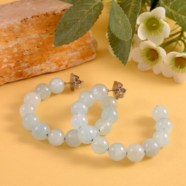 Aquamarin Creolen, Edelstahl ca. 50,00 ct image number 2