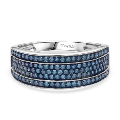D'Joy Blauer Diamant Ring 925 Silber Rhodiniert (Gr&ouml;&szlig;e 21.00) ca. 0,55 ct