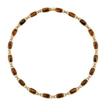 Gelbes Tigerauge, Wei&szlig;er Kristall Halskette ca. 50 cm Std Gelb