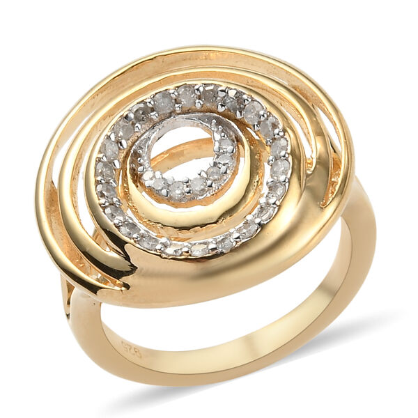 Diamant Ring 925 Silber Gelbgold Vermeil  ca. 0,33 ct image number 4