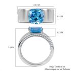 LUSTRO STELLA - Blauer Zirkonia, Weißer Zirkonia Ring, 925 Silber rhodiniert, (Größe 19.00), ca. 6.49 ct image number 5