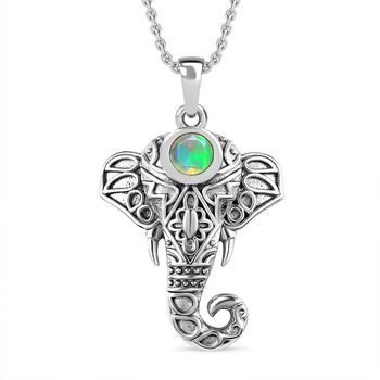 AA Nat&uuml;rlicher, &auml;thiopischer Welo Opal Anh&auml;nger mit Kette, 925 Silber platiniert, ca. 0.30 ct