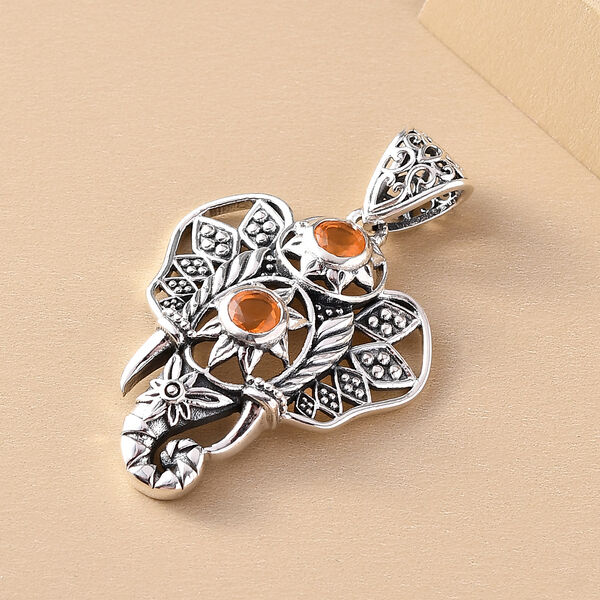 Handgearbeiteter Salamanca Feueropal Elefant-Anh&auml;nger in Silber image number 3