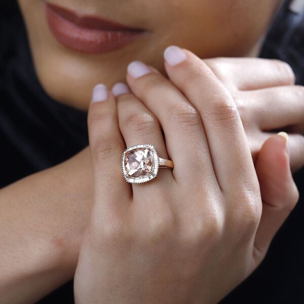 AAA Moroppino Morganit, Weißer Diamant Ring, 585 Gold (Größe 18.00) ca. 6.78 ct image number 3