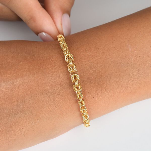 Handgefertigte Verlaufs K&ouml;nigskette Armband ca. 19 cm, 925 Silber 750 Gelbgold Vermeil ca. 9,51g image number 3