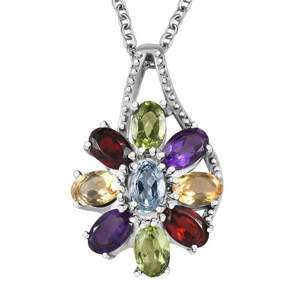 5er Set- Mehrfarbiger Armband, Ohrringe, Anh&auml;nger mit Kette (ca. 50 cm) und Ring (Gr&ouml;&szlig;e 21.00), Schmuckset, Reiner Edelstahl ca. 22.40 ct image number 7