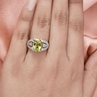 Ouro Verde-Quarz und Zirkon Ring 925 Silber platiniert image number 2