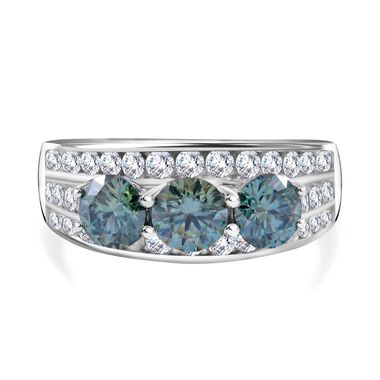 Blauer Moissanit Ring 925 Silber rhodiniert (Größe 17.00) ca. 2,10 ct