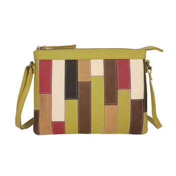 100% echte Leder Patchwork Umh&auml;ngetasche, Gelb