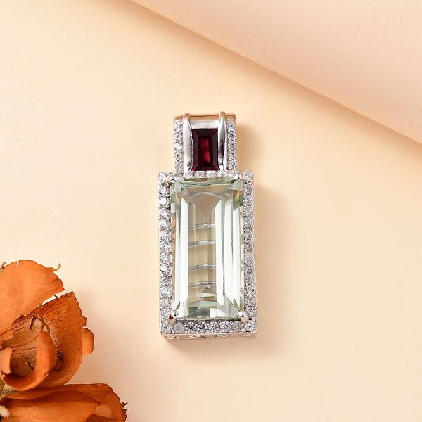 Prasiolith, Rhodolith Granat und Zirkon-Anhänger - 13,40 ct. image number 2