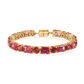 D'Joy Lab Grown Padparadscha-Saphir Armband ca. 18 cm 925 Silber 750 Gelbgold Vermeil ca. 37.93 ct