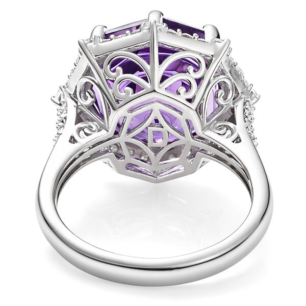 D'Joy Rose De France Amethyst und Moissanit Ring und Anh&auml;nger mit 50cm Kette image number 13