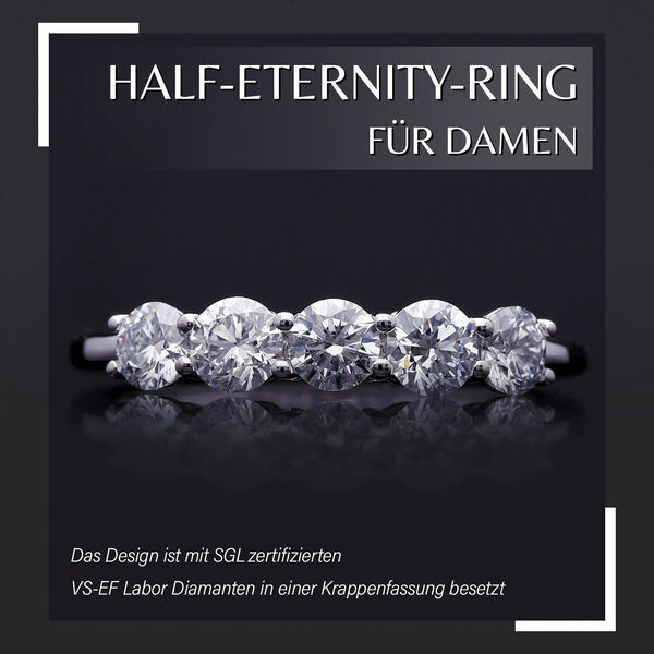 LUXURIANT SGL zertifizierter VS-EF Labor Diamant Half Eternity Ring in 585 Wei&szlig;gold - 1 ct. image number 11