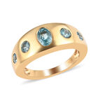 Blauer Zirkon Ring 925 Silber 585 Vergoldet (Größe 21.00) ca. 1,58 ct image number 3