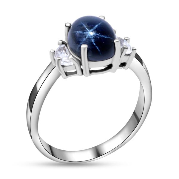 Blauer Stern Saphir und Zirkon-Ring - 3,46 ct. image number 2