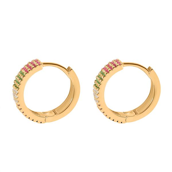 AAA Mehrfarbige Zirkonia Ohrringe, Nickelfreies Messing vergoldet image number 3