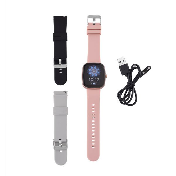 VS10 Smartwatch 4-in-1 Set mit TFT Touchscreen, 3 Silikon-Wechselarmb&auml;ndern, Bluetooth-Anrufen, Sprachassistent, Herzfrequenz- und Schlaftracking, wasserdichtes Geh&auml;use, Rosa