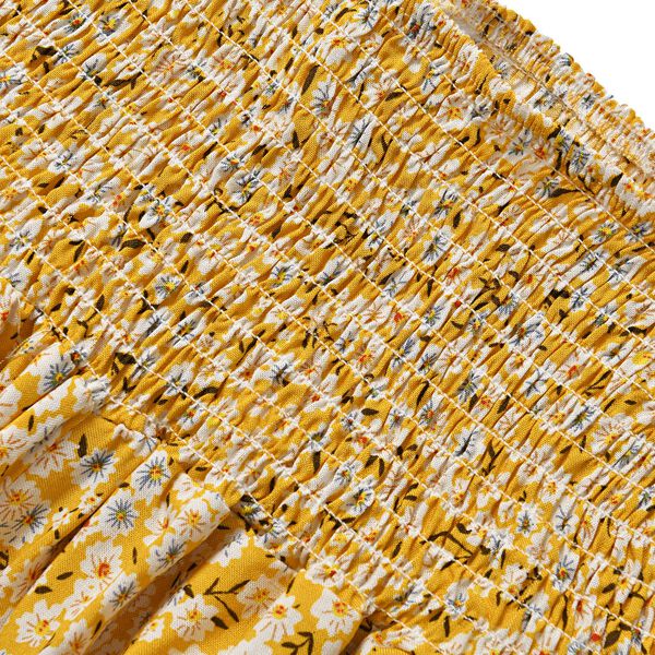 Taillen-Culottes mit Smok-Detail und Blumenmuster, Einheitsgröße, gelb image number 3