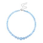 Aquamarin Halskette, ca. 45 cm, 925 Silber, rhodiniert, ca. 328,50 ct