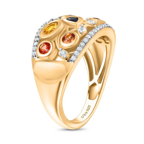 D'Joy AA Mehrfarbiger Saphir, Wei&szlig;er Zirkon Ring 925 Silber 750 Gelbgold Vermeil (Gr&ouml;&szlig;e 20.00) ca. 2.17 ct image number 5