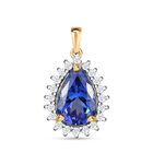 AAA Tansanit, Weißer Diamant Anhänger 585 Gold ca. 1,58 ct.